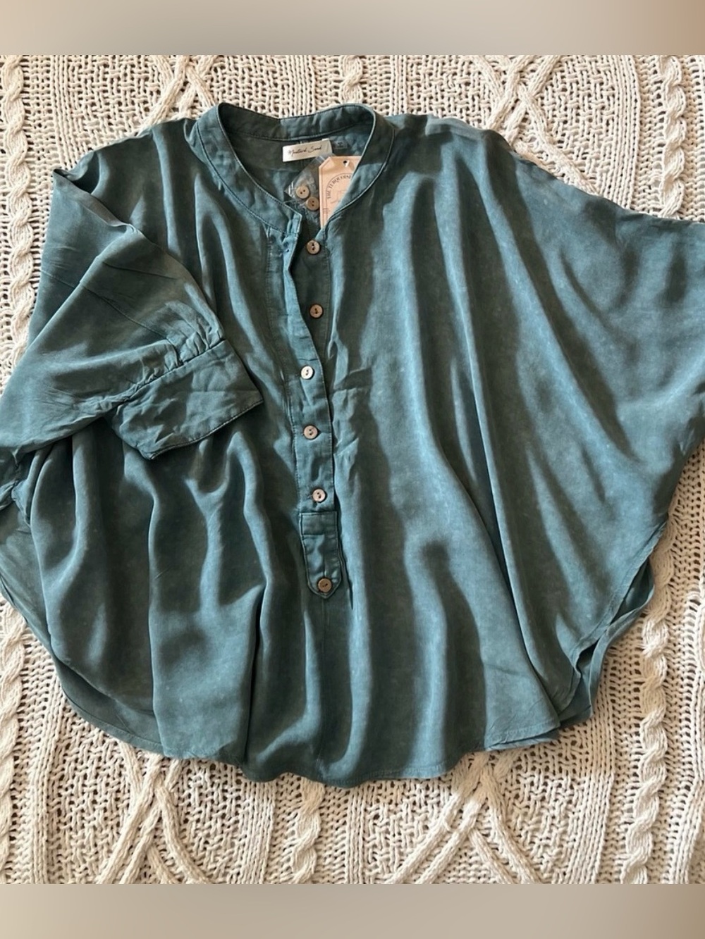 Mustard Seed Teal Button-Up Blouse